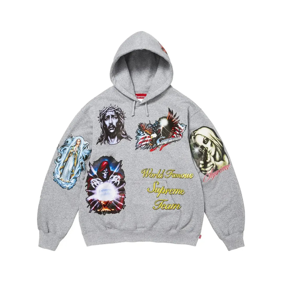 Hanorac Supreme Stickers ”Heather Grey”