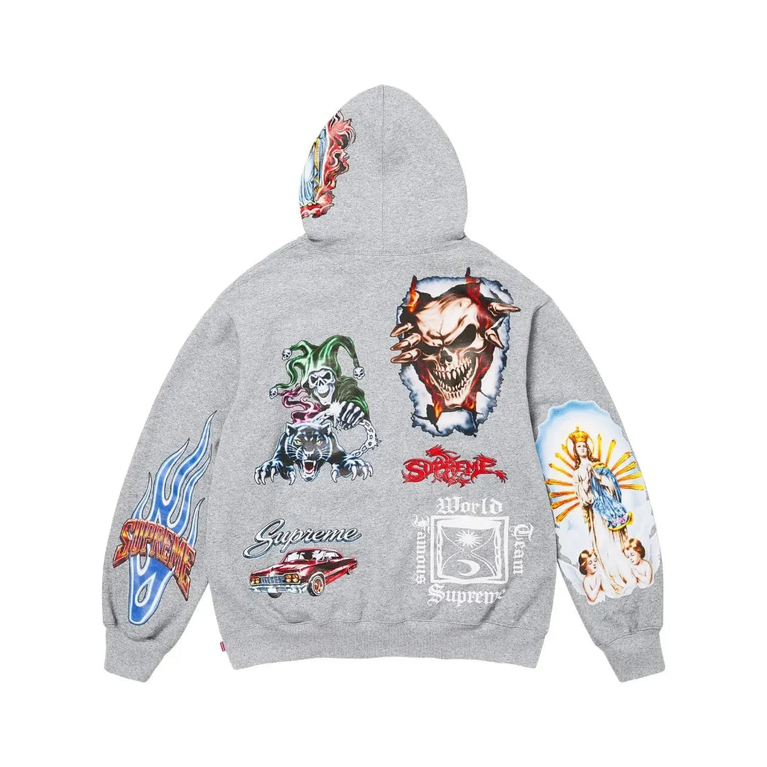 Hanorac Supreme Stickers ”Heather Grey”