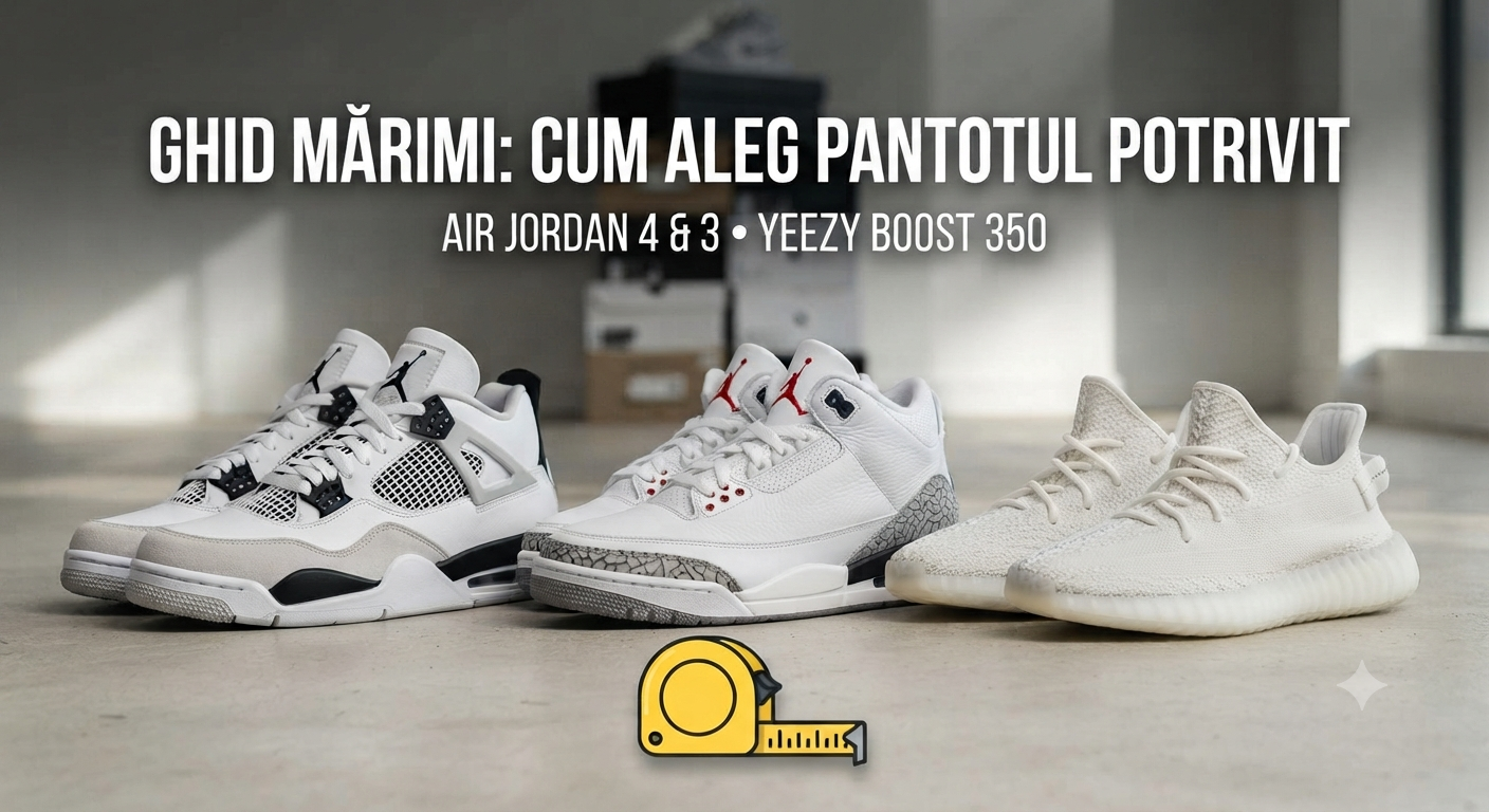 Cum alegi mărimea potrivită la Air Jordan 4, Air Jordan 3 și Yeezy Boost 350