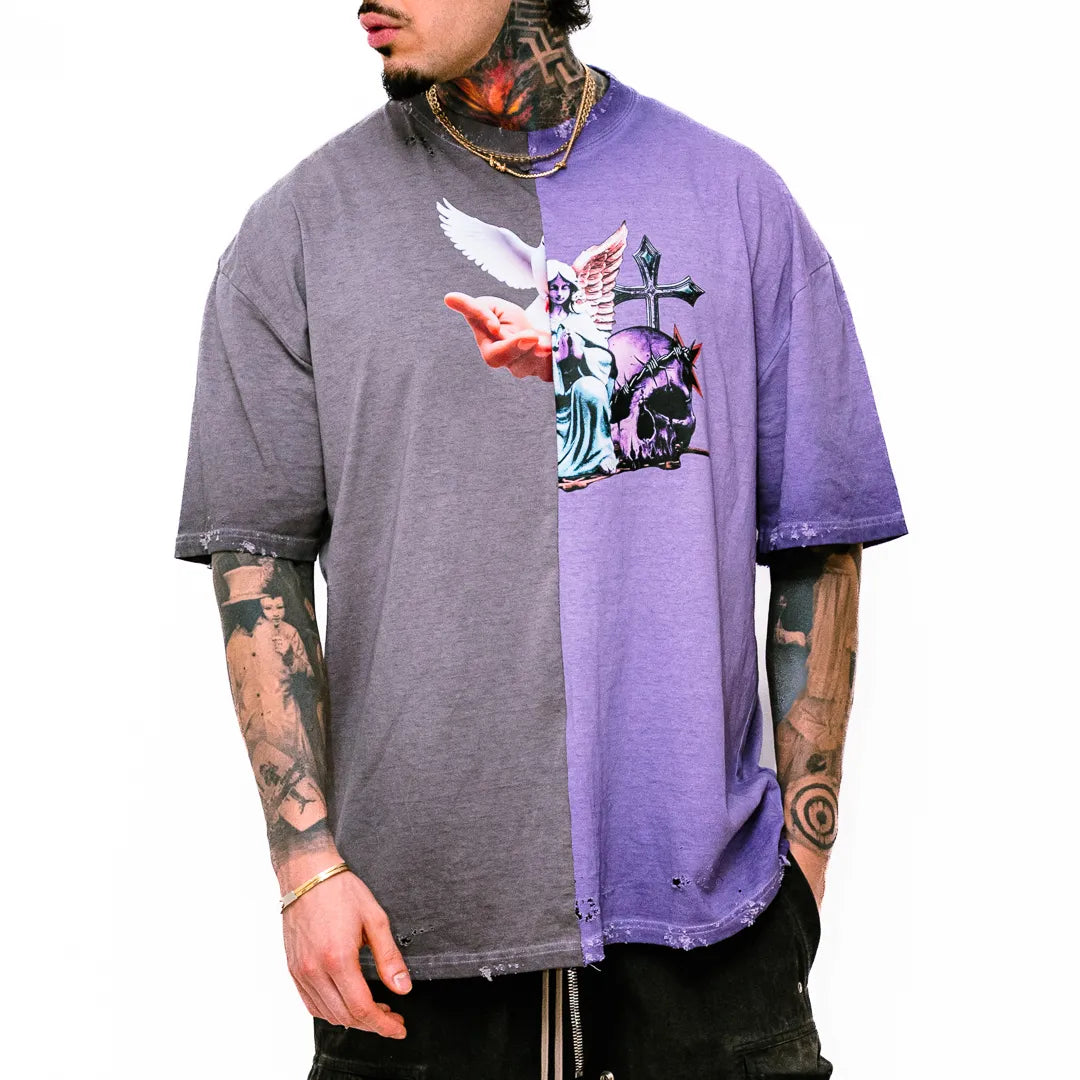 i!p-IP-by-paris-Vintage-Distressed-Double-Tee-Purple-Grey
